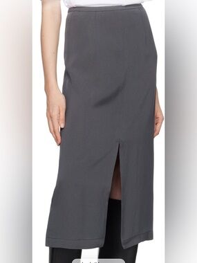 The Frankie Shop Gray Midi Skirt with Front Slit